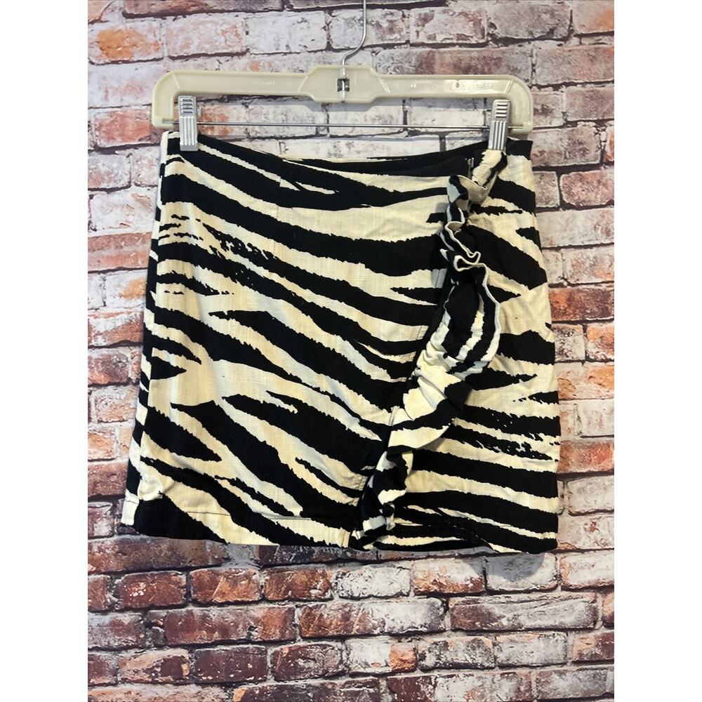 free people zipper skirt black Cream Ruffled Women’s Size 2